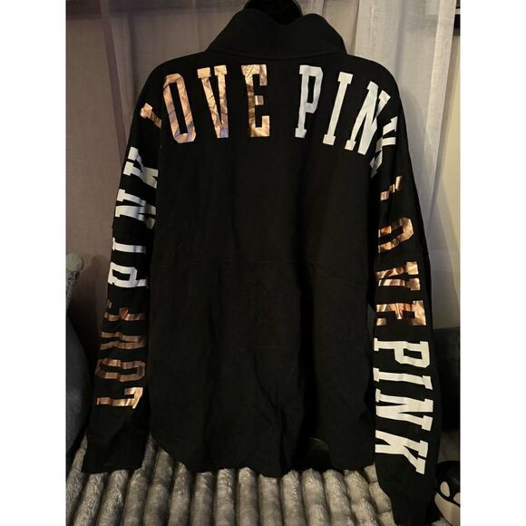 VS PINK black oversized full zip up jacket/top/shirt bling - Picture 3 of 7